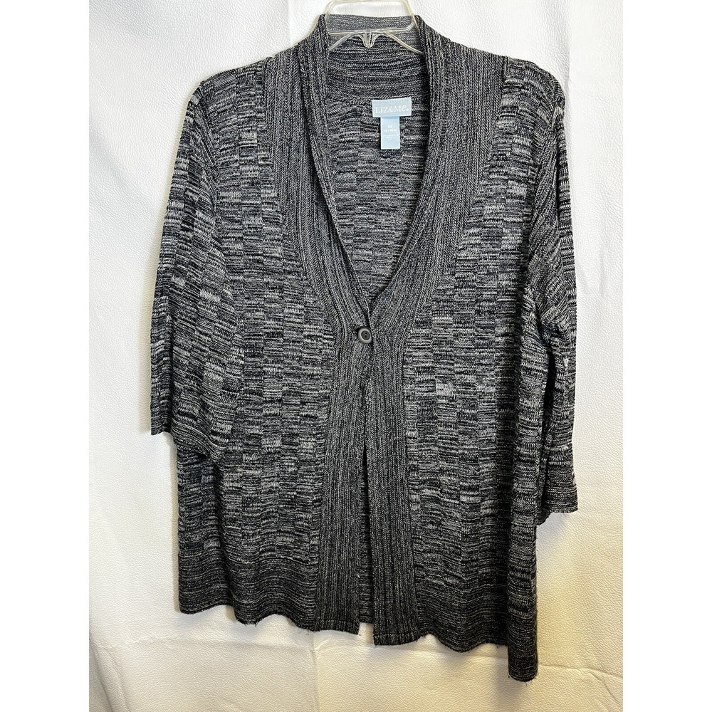Liz & Me Woman’s Gray Single Button Cardigan Sweater Plus Size 0x 14/16 Granny